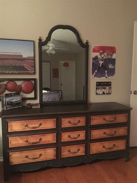 Vintage is something from grandma's attic, an antique is something from another period of time, an object, or something at least 100 years or see more ideas about another period, vintage, antiques. Antique Dresser with Black Chalk paint and stained drawers. | Black chalk paint, Home decor, Decor