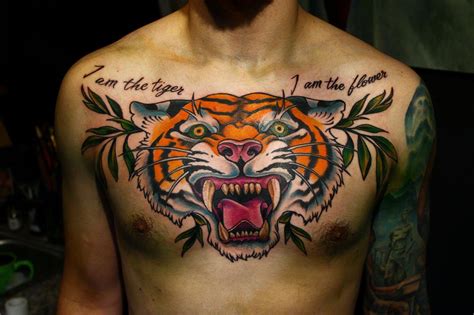 Tiger Face Chest Piece By Nate Love Tattoo In Jenison MI R Tattoos