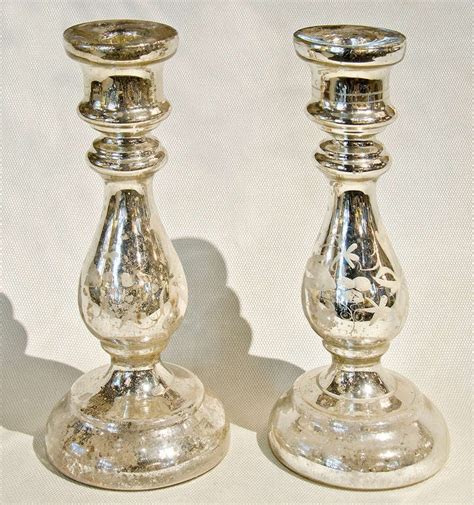 Mercury glass candle holders diy candle holders candle stand pillar candles mirrored coffee tables home air fresheners mirror lamp modern rustic decor silver candlesticks. Pair of Tall Mercury Glass Candlesticks at 1stdibs