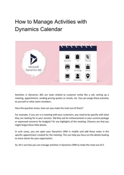 Create And Manage Custom Activities With Dynamics Calendar