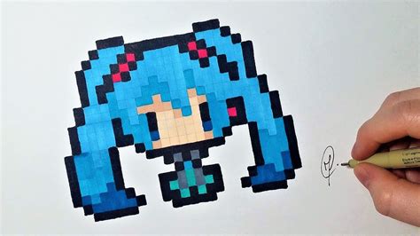 Pixel art facile et rapide meilleur de image licorne the. Hatsune Miku dessin - Pixel art (facile) - YouTube