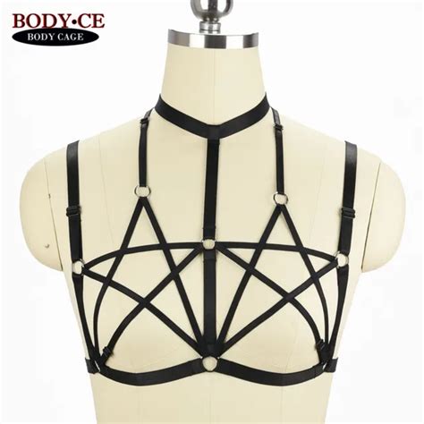 buy pentagram harness goth women sexy bondage body cage lingerie elastic adjust
