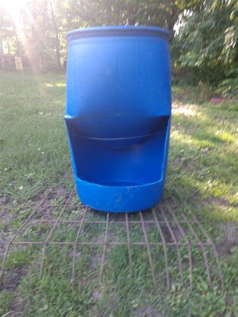 My total cost was $1.98 after i bought new. Barrel pig feeder | Pig feeder, Raising pigs, Pig