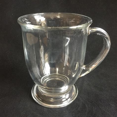 Clear Glass Coffee Mug Anchor Hocking 16 Oz Flair Tip Pedestal Footed Anchorhocking Clear