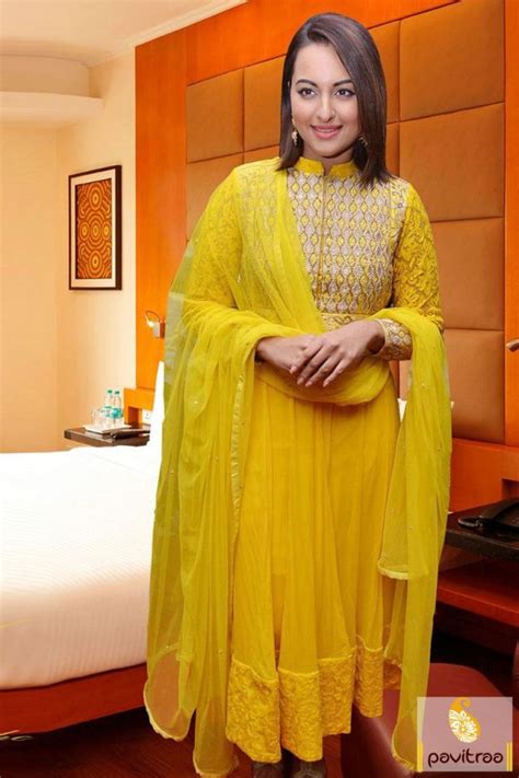 Look Glamorized With Fashionable Sonakshi Sinha Yellow Anarkali Salwar Kameez It Is