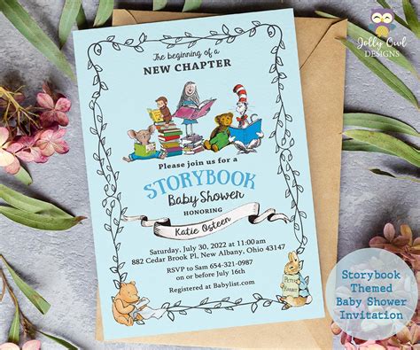Storybook Baby Shower Party Invitation Jolly Owl Designs