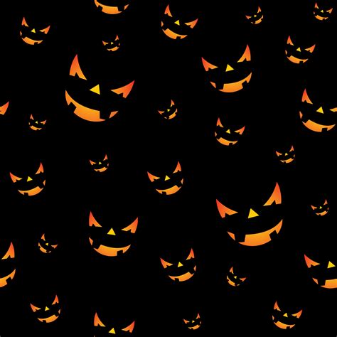 Halloween Seamless Pattern Illustration With Pumpkins Scary Faces On Black Background 358405