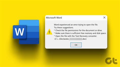Top 6 Fixes For Microsoft Word Experienced An Error Trying To Open The