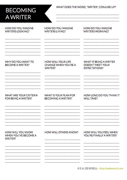 Writer Worksheet Wednesday Become A Writer Writing Worksheets