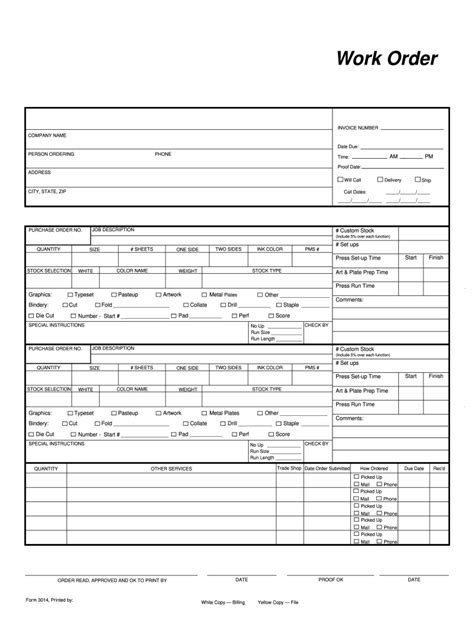 Printable Work Order Forms Editable Template Airslate Signnow