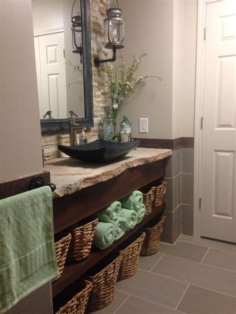 Check out our bathroom vanity selection for the very best in unique or custom, handmade pieces from our bathroom vanities shops. #Floating #vanity with #basket #storage. #Rustic #bathroom ...
