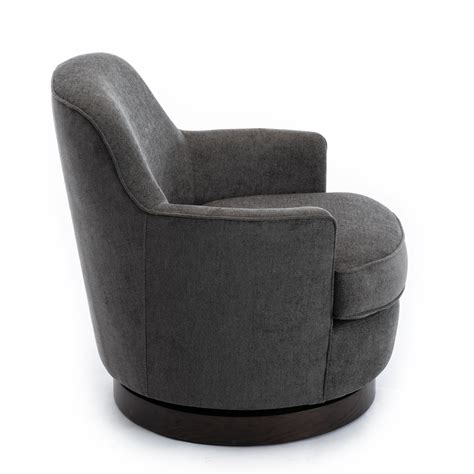 Wood Base Modern Swivel Accent Chair Barrel Chair For Living Room