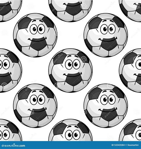 Cartoon Cute Soccer Ball Characters Seamless Stock Vector Image 53343584