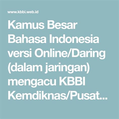 Kamus Besar Bahasa Indonesia Versi Online Daring Dalam Jaringan