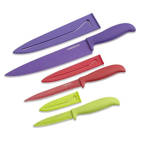 Farberware edgekeeper 5 piece knife block set with built in sharpener. Farberware 3-pc. Utility Chef Knife Set