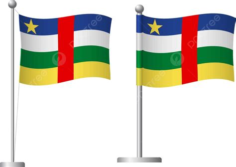 Central African Republic Flag On Pole Icon Country Small Waving Vector