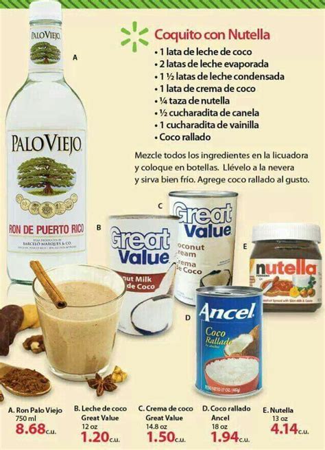 For example, in honor of those who shared stories via text, email or video received a personalized label and were eligible to. Coquito de Nutella ( replace the Palo viejo rum with Bacardi) | drinks | Pinterest | Nutella ...
