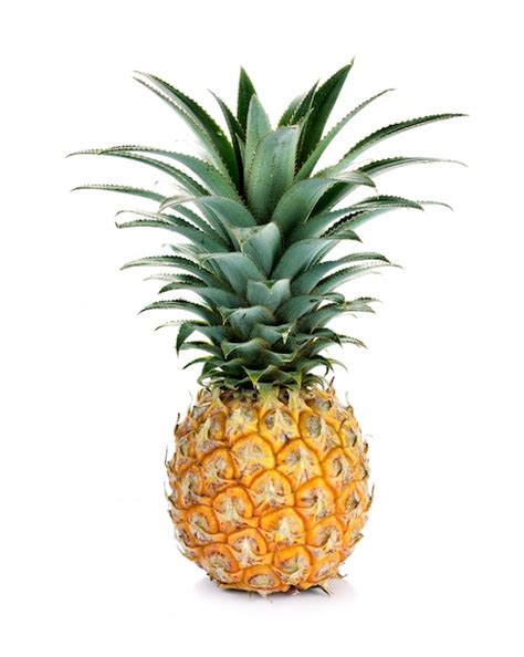 Ripe Whole Pineapple Isolated On White Photo Premium Download
