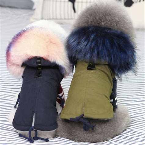 Glorious Kek Winter Dog Clothes Luxury Faux Fur Collar Dog Coat For