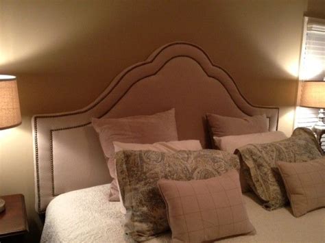 Custom Made King Arched Upholstered Headboard Natural Linen Antique