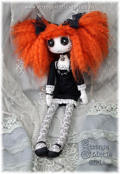 15 Inch Ooak Gothic Cloth Art Doll With Button Eyes By