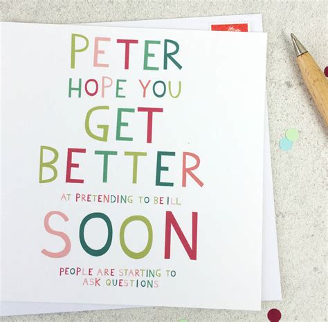 Funny Get Well Personalised Get Well Soon Card By Wink Design