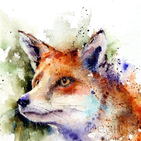 Red Fox Aquarell Natur Druck Von Dean Crouser Etsy Watercolor Face