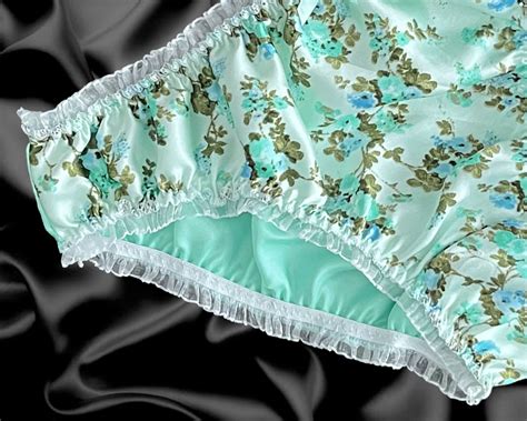 Mint Green Satin Floral Frilly Lace Sissy Bikini Knickers Panties Size 10 20 £1399 Picclick Uk
