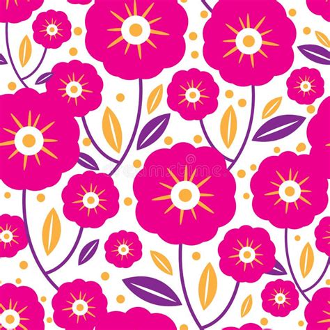 Folk Flowers Horizontal Seamless Pattern Stock Vector Illustration Of