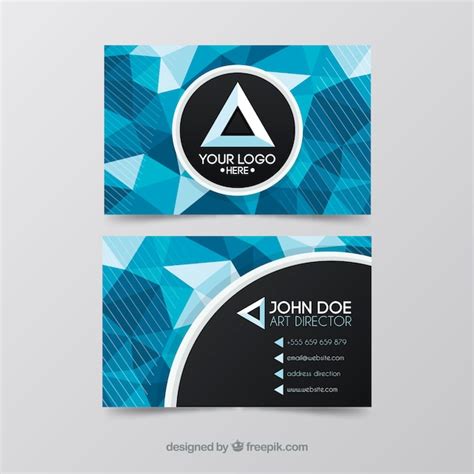 Free Vector Visiting Card With Blue Polygonal Shapes