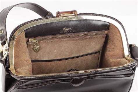 Gucci bamboo bags through history. GUCCI VINTAGE Brown Leather SHOULDER BAG Handbag w/ BAMBOO ...