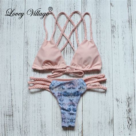Lovey Village Swimwear Bandage Bikini 2016 Sexy Beach Swimwear Women