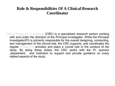 Role And Responsibilities Of A Clinical Research Coordinator