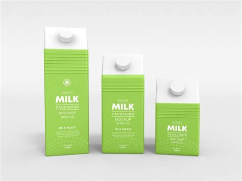 Free Psd Glossy Milk Carton Packaging Mockup
