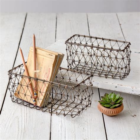 Set Of Two Small Wire Baskets