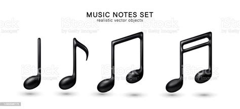Black Music Notes Collection Isolated On Transparent Background Vector