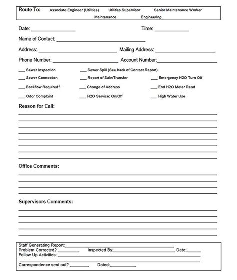 Contact Report Template Report Template Templates Business Template