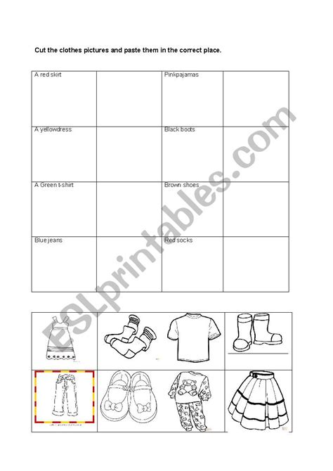 Clothes Cut And Paste Esl Worksheet By Laportaj2 1e5