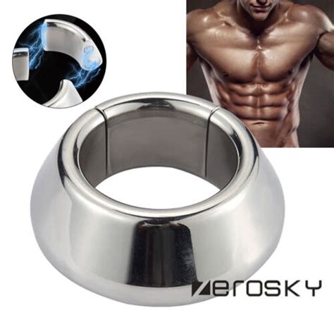 Magnetic Stainless Steel Ball Stretcher Weight Scrotum Chastity Ring Testicle Ebay