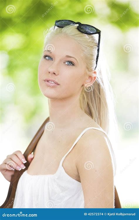 Beautiful Young Blonde Teenage Girl Outdoor Stock Photo Image Of