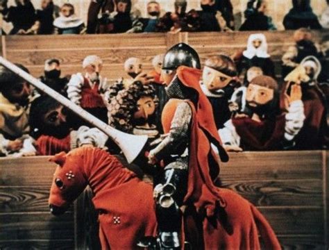 Osiřelý princ během putování po světě naslouchá radám svého mluvícího koně. Scene from Jiří Trnka's "Prince Bajaja" (aka Princ Bajaja)