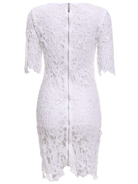 lace embroidered hollow bodycon dressfor women romwe