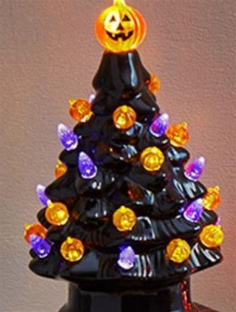 Black Lighted Retro Halloween Christmas Tree Small Etsy