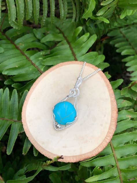 Blue Howlite Wire Wrapped In Sterling Silver Etsy