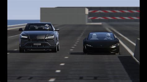 Tesla Roadster Vs Lamborghini Urus Drag Race 20 Km Youtube