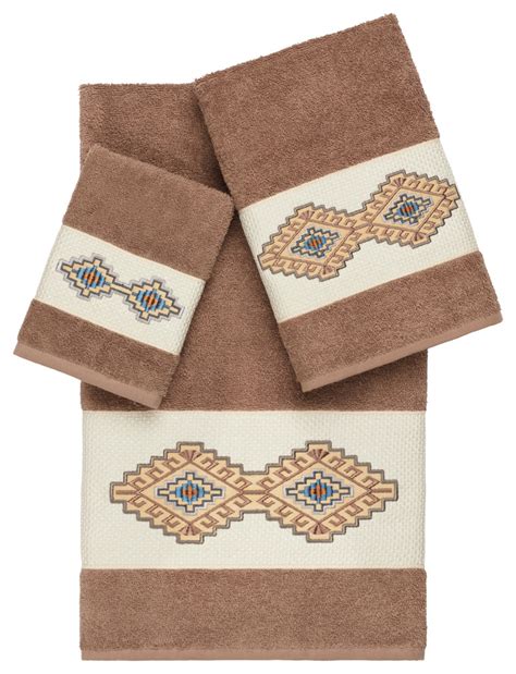 Gianna 3 Piece Embellished Towel Set Southwestern Bath Towels By