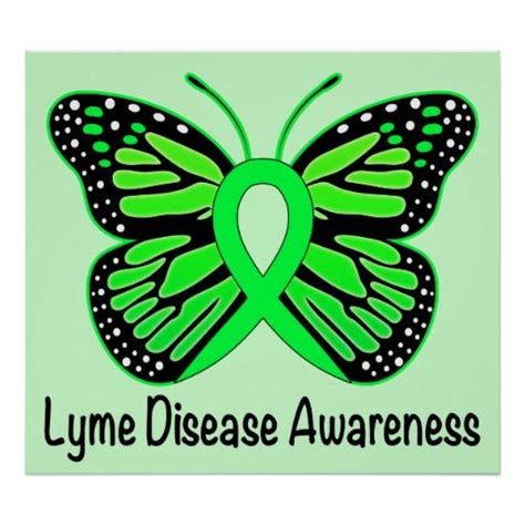 Lyme Disease Butterfly Awareness Ribbon Poster Non