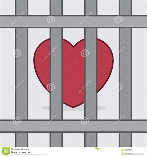Heart Behind Bars Under A Barcode In Captivity Imprisoned Red Heart
