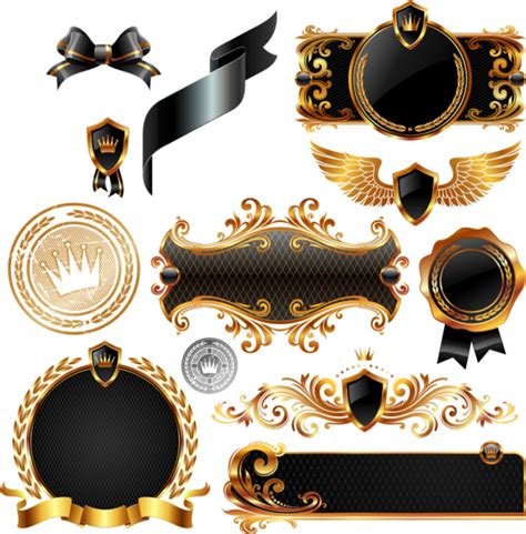 Black And Gold Shields And Crests Vectors (PSD) | Official PSDs png image