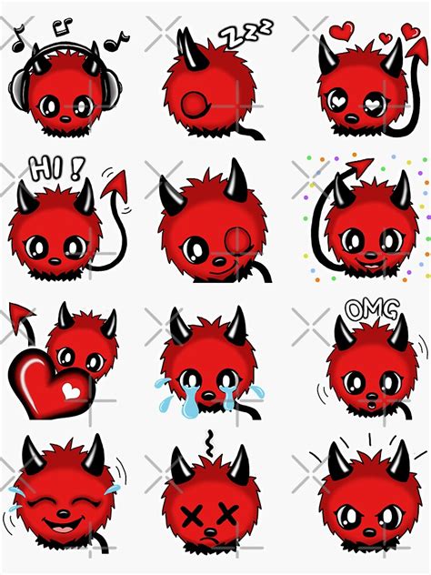 Cute Devil Emotes Emojis Sticker For Sale By Pezi Creation Redbubble